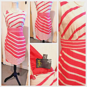 Taylor Mini Dress Women's 6 Pink White classic preppy Sleeveless Barbie Sheath
